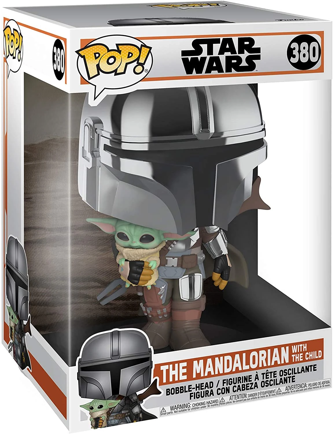 Star Wars The Mandalorian With Chrome Armour Carrying Baby Yoda 10" Pop! Vinyl Figure 3 Star Wars The Mandalorian With Chrome Armour Carrying Baby Yoda 10" Pop! Vinyl Figure