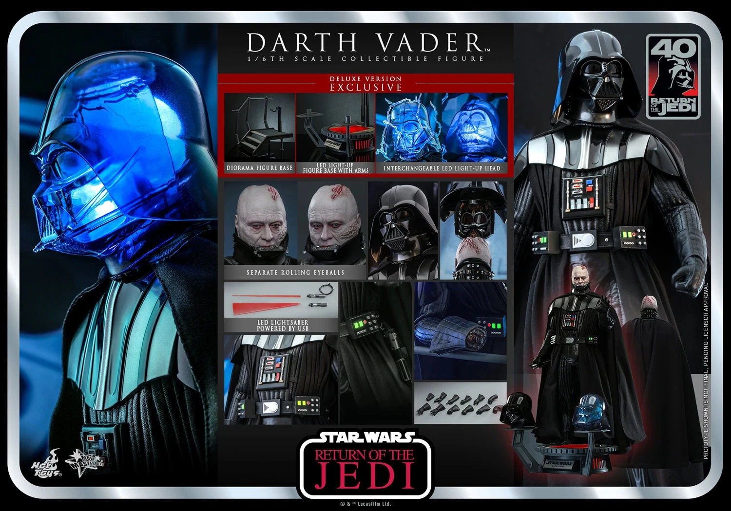 Hot Toys Star Wars Return Of The Jedi 40th Anniversary 1/6th Scale Darth Vader Deluxe Figure 4 Hot Toys Star Wars Return Of The Jedi 40th Anniversary 1/6th Scale Darth Vader Deluxe Figure - Image 2